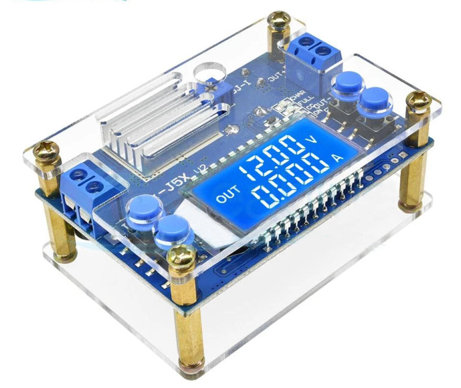 DC-DC Adjustable Constant Voltage & Current Step-Down Buck Power Converter with Acrylic Case