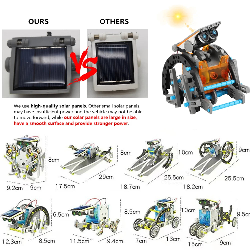 13 in 1 Solar Robot Kit  STEM Educational Toy DIY Science Experiment Technological Gadgets for Kids